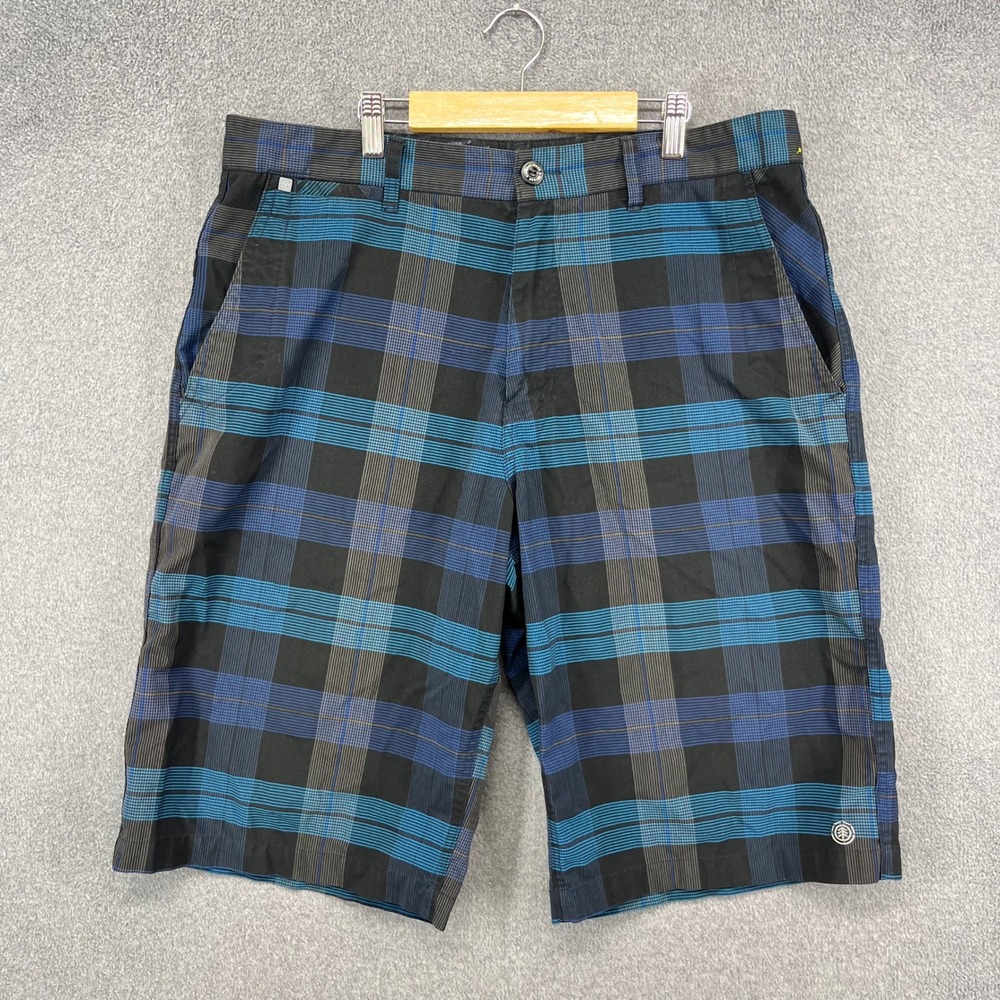 Element Plaid Shorts Mens 36 Blue Black M267BPRE Skater Streetwear Casual